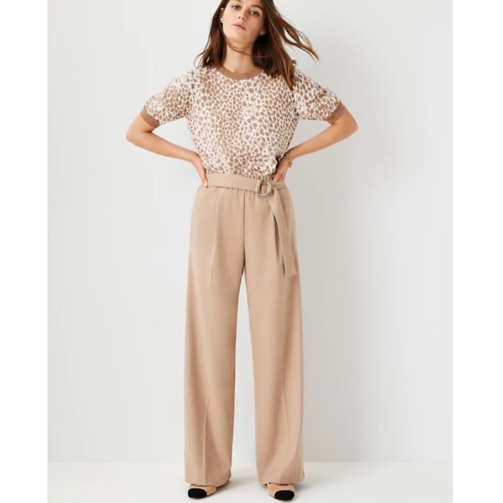 Ann Taylor Petite Belted Flannel Wide Leg …